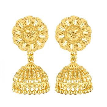 South Screw back alloy Gold plated Jhumki, Jhumka, Jhumkas, Jhumki Earring for Women and Girls VFJ1501ERG 1