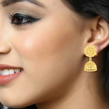 South Screw back alloy Gold plated Jhumki, Jhumka, Jhumkas, Jhumki Earring for Women and Girls VFJ1501ERG 2
