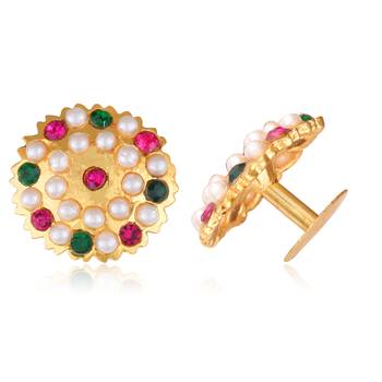 Moti & multicolor South Screw back alloy Gold plated Stud Earring for Women and Girls VFJ1503ERG 1