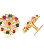 Moti & multicolor South Screw back alloy Gold plated Stud Earring for Women and Girls VFJ1503ERG