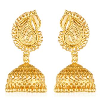 Wedding and Party wear alloy Gold Plated Jhumka, Jhumkhas, Jhumki Earring for Women and Girls VFJ1518ERG 1