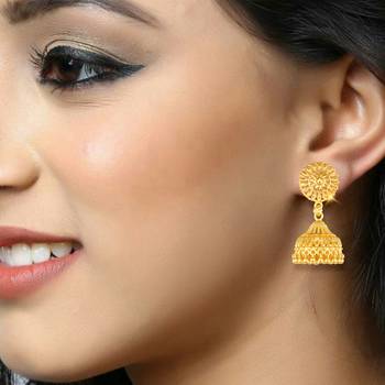 Wedding and Party wear alloy Gold Plated Jhumka, Jhumkhas, Jhumki Earring for Women and Girls VFJ1519ERG 2