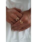 Gold Plated Gardenia Butterfly Pearl & Crystal Ring