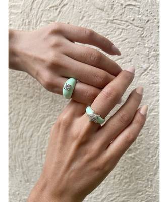 Yellow Gold Plated Enamelled Star Fish Turquoise Crystal Ring 2