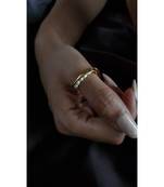 Yellow Gold Plated Handmade Juniper Pearl Thumb Ring