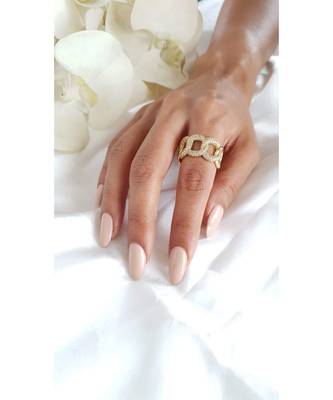Yellow Gold Plated Shirley Chain Crystal Ring 1