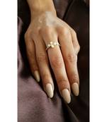 Yellow Gold Plated Crystal & Pearl Cynthia Cross Ring