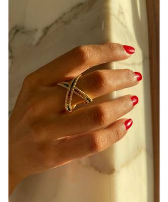 Yellow Gold Plated Multi Colour Crystal Galaxy Ring 1