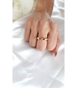 Yellow Gold Plated Hot Pink Agape Heart Ring