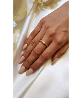 Yellow Gold Plated White Crystal Bolt Ring 1
