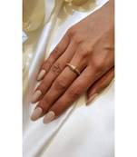 Yellow Gold Plated White Crystal Bolt Ring