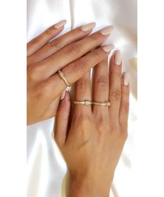 Yellow Gold Plated White Crystal Bolt Ring 3