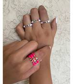 Yellow Gold Plated Multi Colour Crystal Mateo White Enamelled Ring