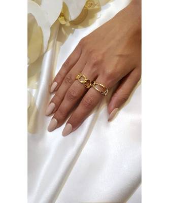 Yellow Gold Plated Jordy Link Ring 3