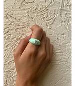 Yellow Gold Plated White Crystal Turquoise Cici Enamelled Ring