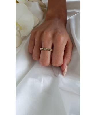 Yellow Gold Plated Karl Eternity Black Crystal Ring 1
