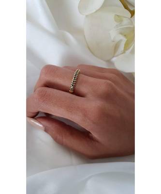 Yellow Gold Plated Karl Eternity Black Crystal Ring 2