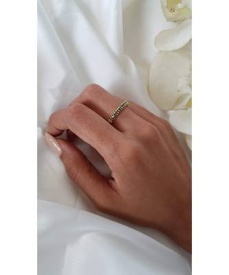 Yellow Gold Plated Karl Eternity Black Crystal Ring 3