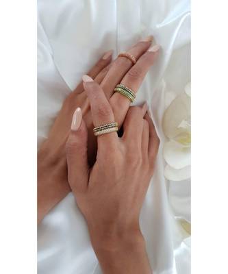 Yellow Gold Plated Karl Eternity Champagne Crystal Ring 2