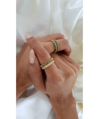 Yellow Gold Plated Karl Eternity Champagne Crystal Ring 3
