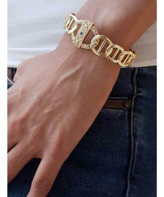 Yellow Gold Plated White Crystal Aiyla Bangle 1