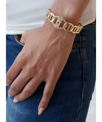 Yellow Gold Plated White Crystal Aiyla Bangle 2
