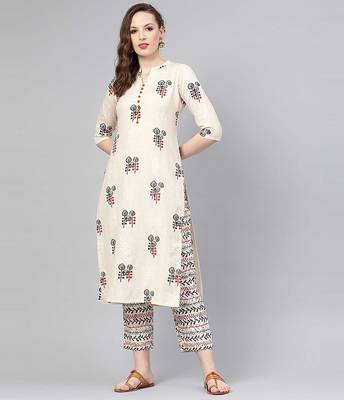Women's Rayon Printed Designer A-Line Kurti & Pant Set 1