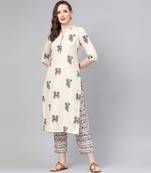 Women's Rayon Printed Designer A-Line Kurti & Pant Set