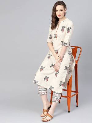 Women's Rayon Printed Designer A-Line Kurti & Pant Set 2