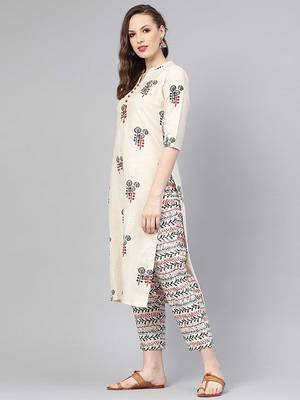 Women's Rayon Printed Designer A-Line Kurti & Pant Set 3