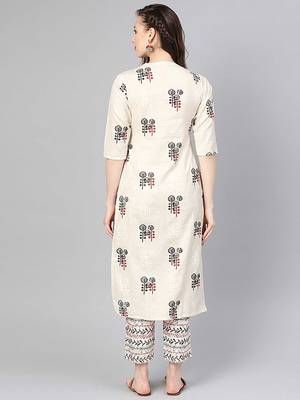 Women's Rayon Printed Designer A-Line Kurti & Pant Set 5