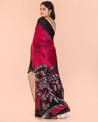 Rose hand woven matka silk saree with blouse 4