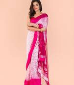 Pink hand woven matka silk saree with blouse