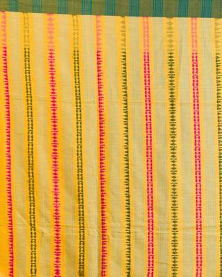 Yellow hand woven cotton saree with blouse 5