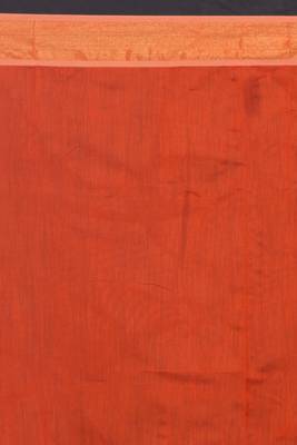 Orange hand woven blended cotton saree with blouse 4