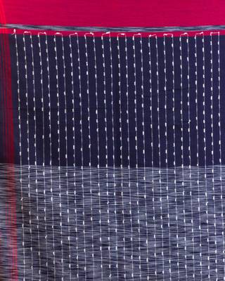 Blue hand woven cotton saree with blouse 5