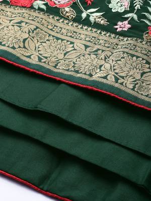 Green Color Georgette Thread and Sequins Embroidery Work With  Banarasi lace Border Semi Stitched Lehenga Choli 4