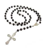 Titanium Catholic Jewelry Religious 9mm Black Bead Jesus Cross Crucifix Rosary prayer bead mala