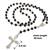 Titanium Catholic Jewelry Religious 9mm Black Bead Jesus Cross Crucifix Rosary prayer bead mala