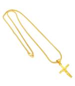 Men's/Women's Cross and Jesus Copper Gold Plated and American Diamond Locket with 24 Inches Long Chain (Golden Yellow)