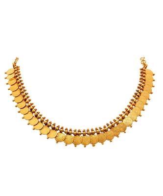Traditional high gold plated Copper Laxmi Coin Necklace Set with Earrings 1