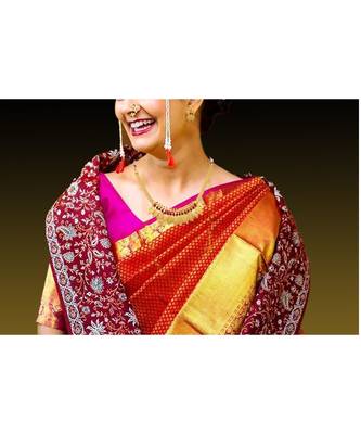Traditional high gold plated Red Diamond Designer Copper Laxmi Coin Necklace Set with Earrings 2