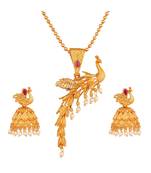 Peacock Designer Pendant Set With Jhumka Earrings chain 23 inch