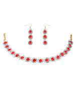 Pearl Red Designer White Diamond Necklace Set For Woman and Girls