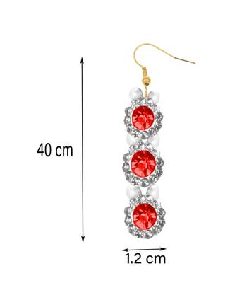 Pearl Red Designer White Diamond Necklace Set For Woman and Girls 2