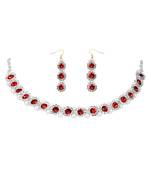 Pearl Maroon Designer White Diamond Necklace Set For Woman and Girls