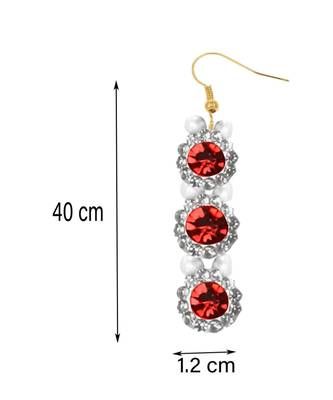 Pearl Maroon Designer White Diamond Necklace Set For Woman and Girls 2