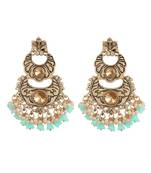 Ethnic Traditional Gold Kundan Stone Enamel  Chand Earrings