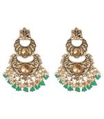 Ethnic Traditional Gold Kundan Stone Enamel  Chand Earrings