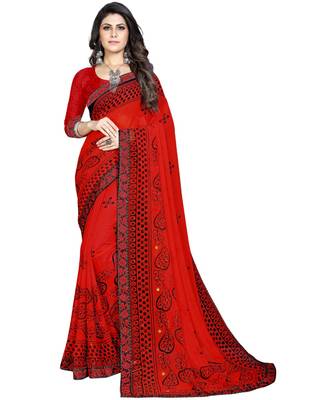 Red Georgette Ready To Ship Sarees 1